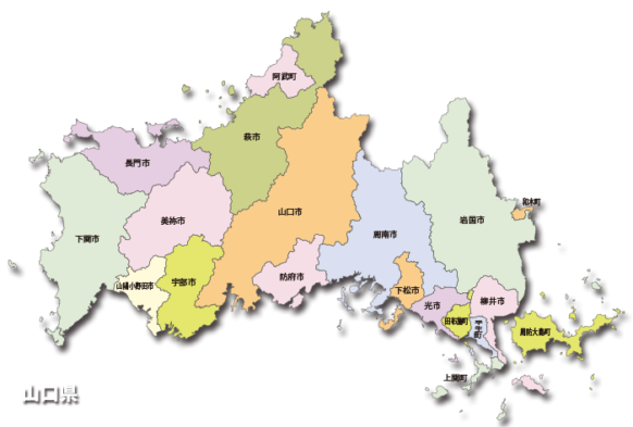 山口県の全体の地図